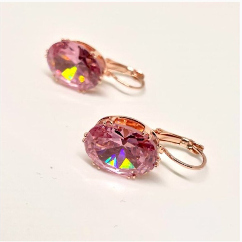 ⭐️💍 FREE Baguette Stone Drop Pink Chic Glam Elegant Classy Tear Oval Earrings